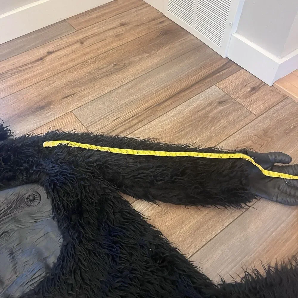 Black Faux Fur Gorilla Suit Costume Outfit Halloween Full Body Suit Kids Youth L - Picture 5 of 7